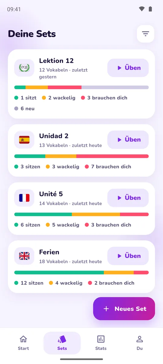 Übersicht aller Sets