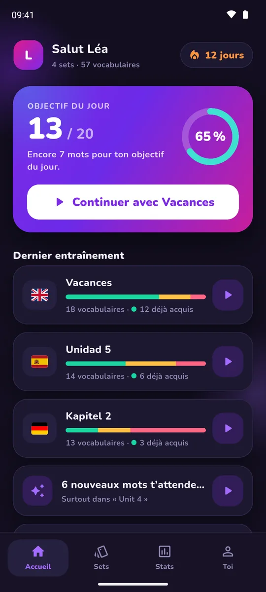 VocaCrush en mode sombre